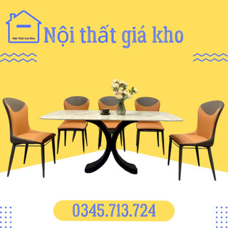Bàn ăn mặt đá ceramic bóng chân chữ X kêt hợp 4 ghế 6 ghế 8 ghế ghế Hat