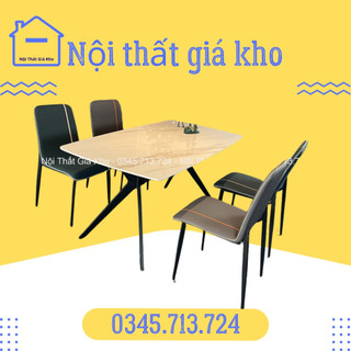 Bàn ăn mặt đá ceramic bóng kết hợp ghế zena, bàn ăn mặt đá 4 ghế 6 ghế 8 ghế