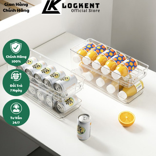 Khay Bia 2 Tầng TaBihome Trong Suốt Tự Lăn, Đựng Nước Ngọt, Để Bia Trong Tủ Lạnh Siêu Tiện Dụng