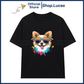Áo Thun Hoạt Hình CHÓ CUTE ĐEO KÍNH Unisex Nam Nữ Vải Cotton Shop.Lucas