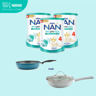 Tặng Chảo Elmich Bộ 3 lon Sữa bột Nestlé NAN OPTIPRO PLUS 4 800g lon với