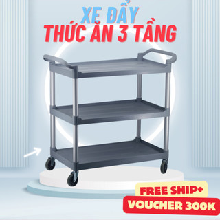 Xe đẩy đồ ăn nhà hàng - Xe đẩy nhà hàng - Xe đẩy 3 tầng - Xe phục vụ nhà hàng khách sạn