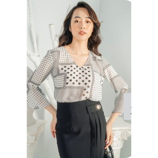 Áo sơ mi voan họa tiết