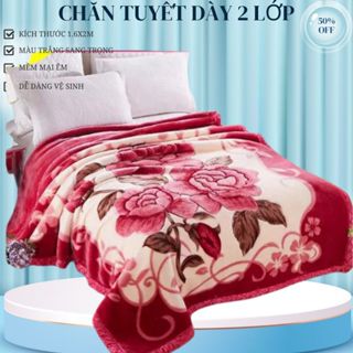  Chăn mền tuyết nhung 2 lớp loại dày siêu ấm mền mịn 1,6mx2m bao đẹp cao cấp 
