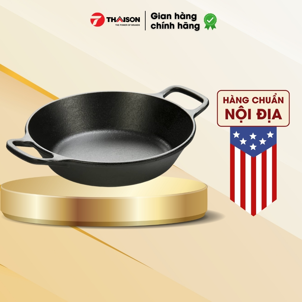 [Chính hãng LOGDE - MỸ] Chảo gang Lodge lòng sâu hai tay cầm L5RPL3 dùng nướng, chiên, xào, áp chảo 