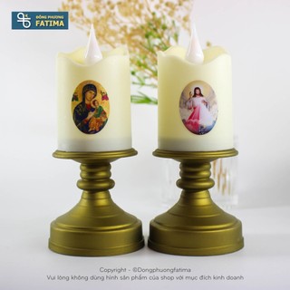 2 Cây Nến Điện Tử Có Chân Đế 5X13,5cm [Hình Ngẫu Nhiên - Không Cần Pin] - Nến Điện Công Giáo Đông Phương Fatima