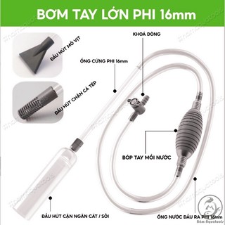 Bộ Bơm Tay - Hút Đáy Size Lớn F16 | Dụng Cụ Thay Nước Bể Cá Cảnh, Bể Thuỷ Sinh