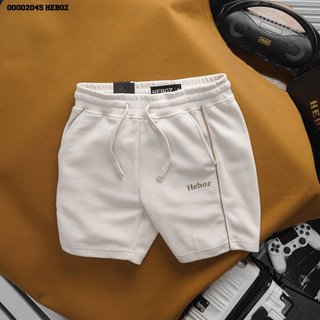 Quần short pique logo Heboz 3M, quần đùi nam basic lưng thun - 00002045