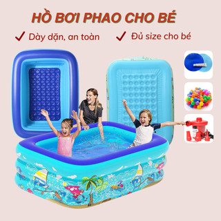 Bể bơi 1m5 họa tiết 3 tầng, hồ bơi phao cho bé ngày hè