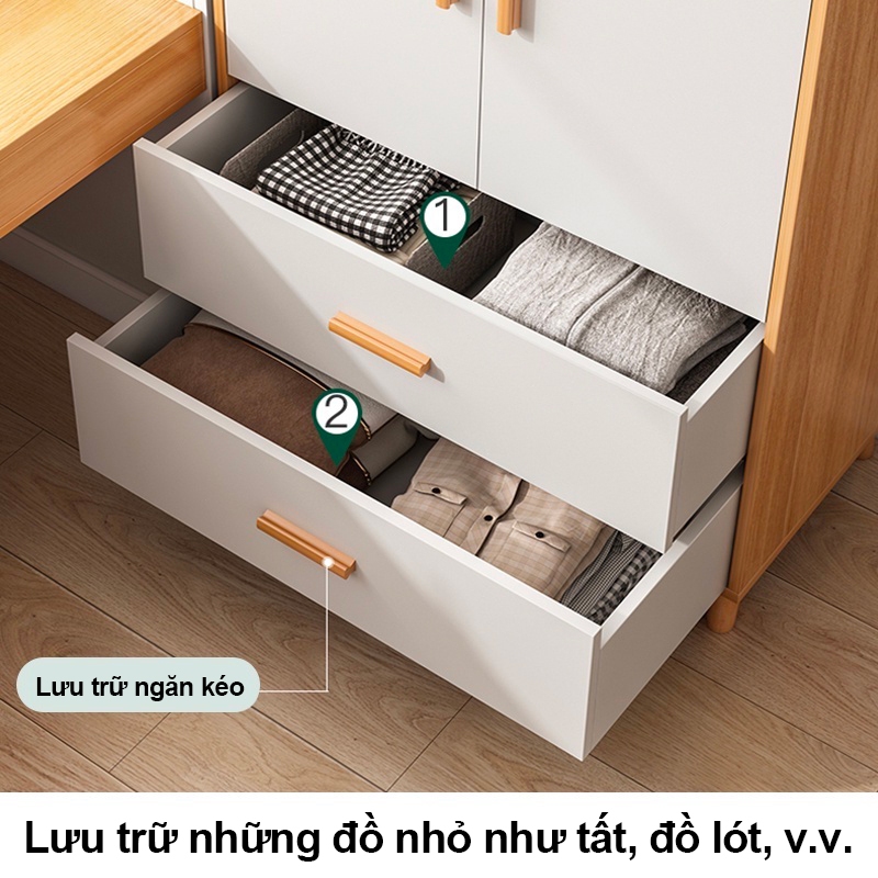 HEINO Tủ quần áo gỗ 2 cánh phong cách Nordic Tủ Người Gỗ MDF Đa Năng Lớn Gỗ Chống Ẩm Cao Cấp Phù Hợp Mọi Không Gian | BigBuy360 - bigbuy360.vn