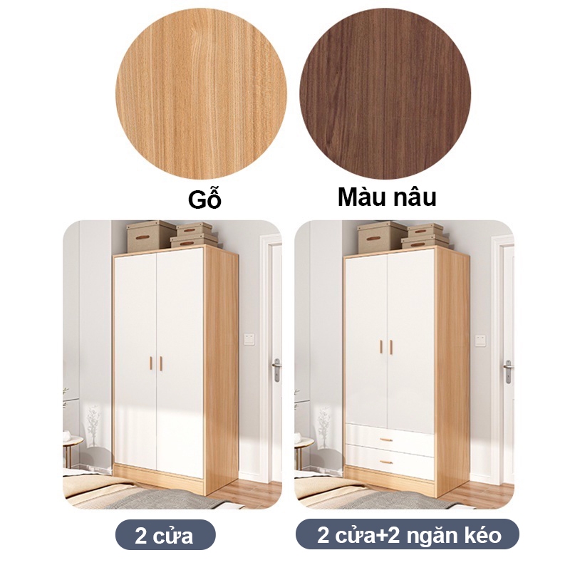 HEINO Tủ quần áo gỗ 2 cánh phong cách Nordic Tủ Người Gỗ MDF Đa Năng Lớn Gỗ Chống Ẩm Cao Cấp Phù Hợp Mọi Không Gian | BigBuy360 - bigbuy360.vn