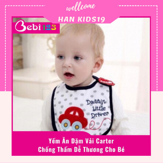 Yếm ăn dặm cho bé, Yếm ăn dặm vải chống thấm hoạ tiết dễ thương cho bé trai bé gái