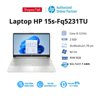 Laptop HP 15s-Fq5231TU ( 8U241PA )Silver I3 1215U 8GB 256GB SSD 15.6 Inch FHD  3 Cell Win 11 Home 1Yr