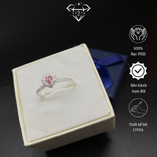 Nhẫn bạc nữ 925 LYDIA - Trái tym đính đá hồng sang trọng- N20