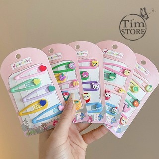 Set 5 kẹp tóc mái nữ bé gái mini màu kẹo ngọt dễ thương TIMSTORE phong cách hàn quốc dễ thương