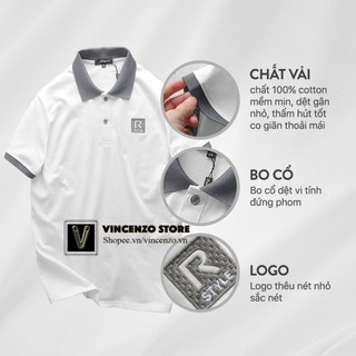 Áo thun nam tay ngắn đẹp,áo thun có cổ polo sọc 100% cotton vnxk Men R cao cấp mới | Áo polo Vincenzo Store