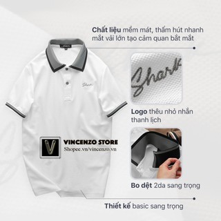 Áo thun nam cổ bẻ ngắn tay phối sọc form rộng, size lớn, vnxk cao cấp ,áo thun polo Shark Vincenzo Store