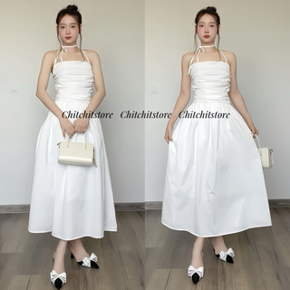 Đầm yếm maxi nhún thun sau - Chitchitstore