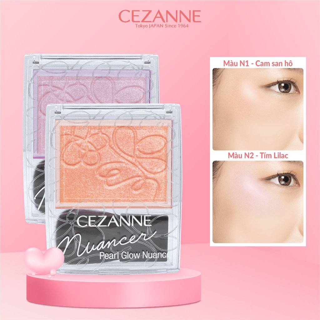 Phấn highlight bắt sáng Cezanne Pearl Glow Nuancer Nhật Bản mỏng nhẹ tạo hiệu ứng lấp lánh 2.4g