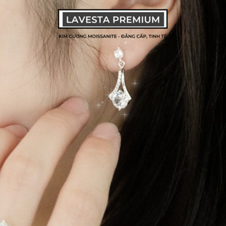 Bông tai kim cương nhân tạo Moissanite nụ 6 ly kiểm định GRA LAVESTA KC50 giọt nước sang chảnh, hiện đại