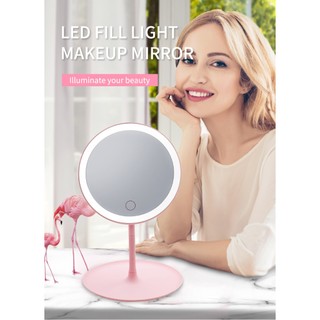 Gương Trang Điểm Kotsuro Japan Mặt GươngTròn Cảm Ứng Có Đèn Led 3 Chế Độ Ánh Sáng Để Bàn 2 Màu  Hồng Và Trắng