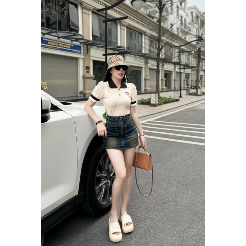 Áo miumiu cổ bẻ