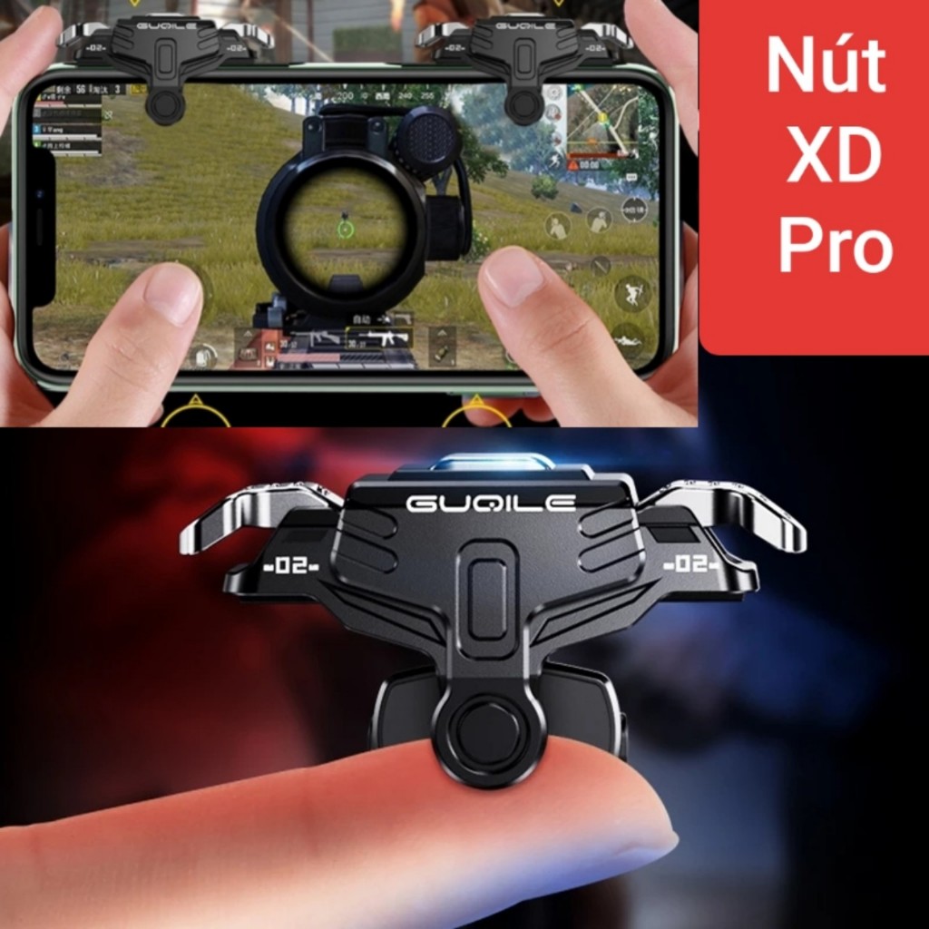 Nút bấm chơi game XD bắn Pubg Mobile Free Fire 4 ngón cực nhạy chất liệu kim loại chắc chắn và bền bỉ