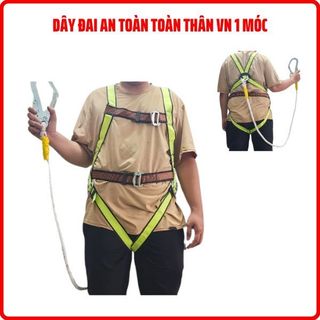 Dây đai an toàn toàn thân 1 móc sắt lớn, Dây đai bảo hộ lao động dùng trong leo trèo làm việc trên cao