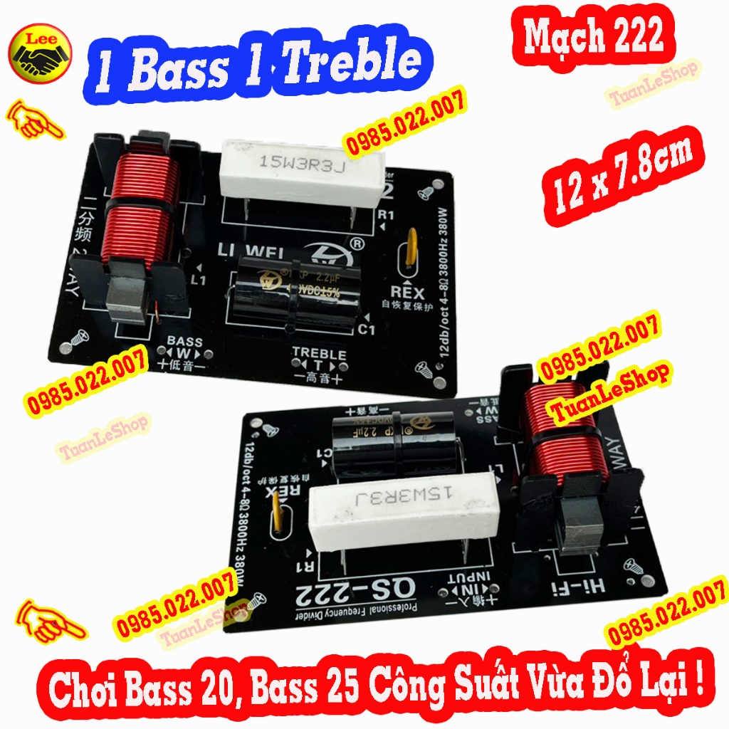 MẠCH PHÂN TẦN 2 ĐƯỜNG TIẾNG QS222 – MẠCH DÀNH CHO LOA BASS 20, BASS 25 – GIÁ 02 MACH 222.