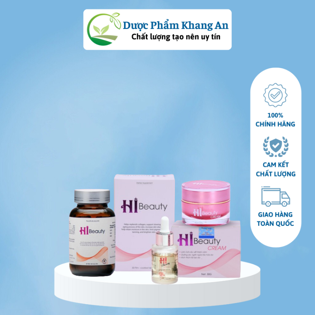 Bộ Sản Phẩm HI BEAUTY Trắng Da, Sạch Nám, Phục Hồi Da (Viên Uống – Kem Dưỡng – Serum)