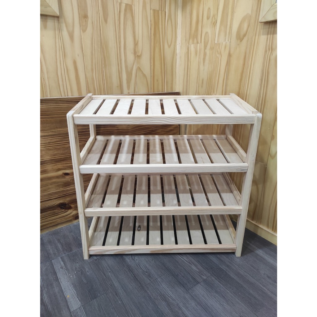 Kệ dép 4 tầng MKaizen - Giá để giày dép Decor - kệ dép bằng nan gỗ - kệ dép gỗ 4 tầng - kệ dép gỗ - 