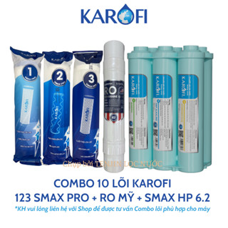 Combo 10 Lõi Lọc Nước Karofi Sử Dụng 123 Smax Pro, Màng RO 100GPD Purifim Mỹ Và Bộ Hiệu Suất Cao Smax HP 6.2