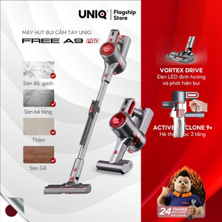 Máy Hút Bụi Cầm Tay Không Dây UNIQ Free A9 Pro Bộ Lọc HEPA Kép Lực Hút Mạnh 19000Pa Đa Năng Pin Sạc Hút Giường Nệm