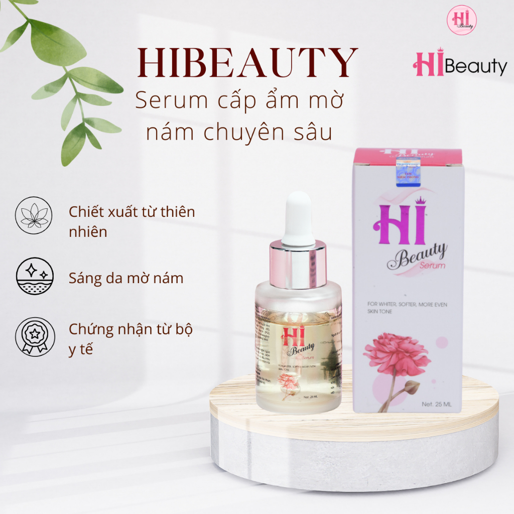 Serum dưỡng ẩm sáng da mờ thâm nám Hi Beauty 25ml phục hồi da tinh chất thẩm thấu sâu từ thiên nhiên