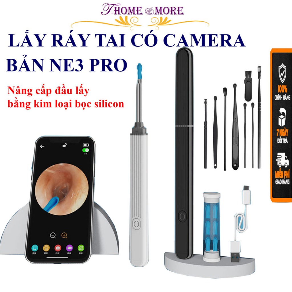 Bộ Dụng cụ lấy ráy tai có gắn camera nội soi đa năng T-Home&More hình ảnh sắc nét bảo hành 12 tháng