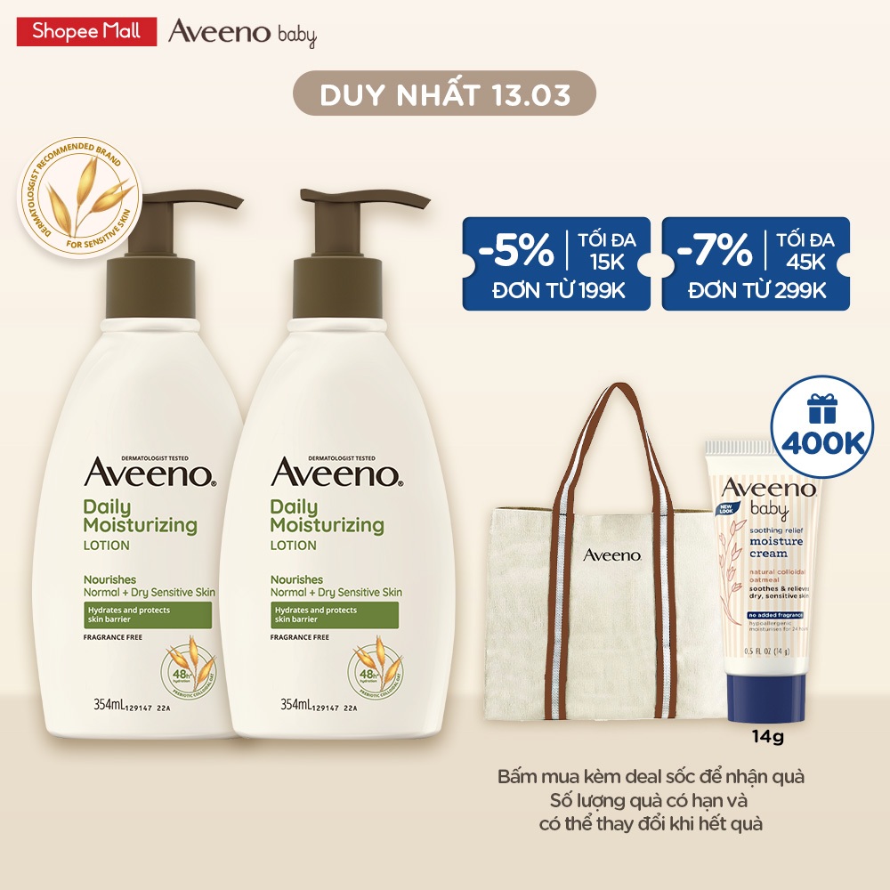 Bộ 2 Sữa dưỡng thể Aveeno giữ ẩm hàng ngày 354ml