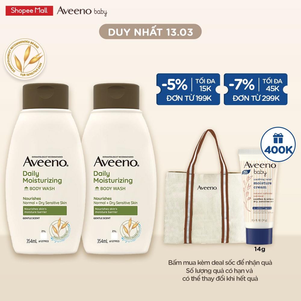 Bộ 2 Sữa tắm Aveeno dưỡng ẩm hàng ngày 354ml