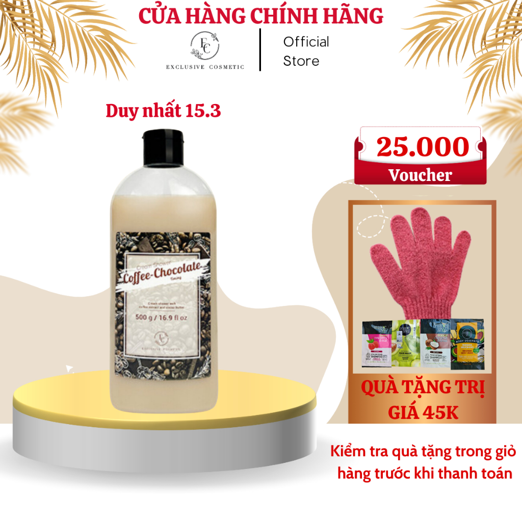 Sữa tắm Cà Phê Exclusive Cosmetic Giúp Dưỡng Ẩm Chuyên Sâu Chống Oxy  Hóa Và Giúp Da Đàn Hồi, Săn Chắc Dung Tích 500g