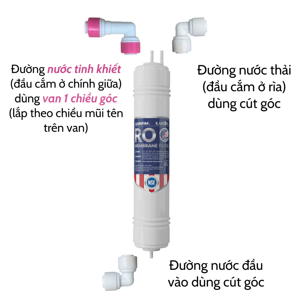 Màng RO Purifim Mỹ Karofi màng đúc công suất 100GDP  tỉ lệ tinh khiết/thải 40/60 hàng chính hãng