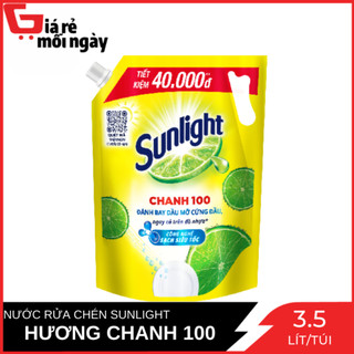 Túi khổng lồ nước rửa chén sunlight chanh 100 túi 3.5 kg