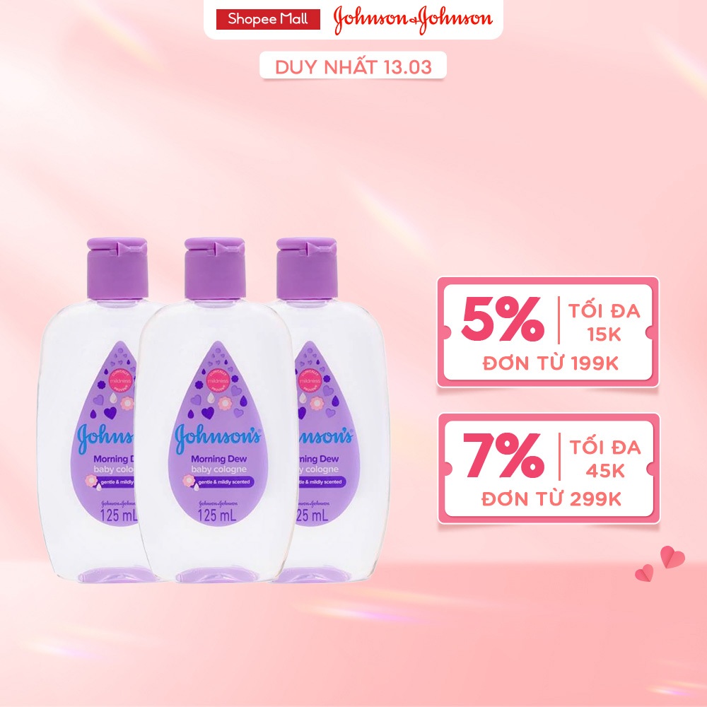 Combo 3 Chai Nước Hoa Cho Bé Johnson's Baby Cologne Hương Ban Mai Morning Dew Baby Cologne 125ml