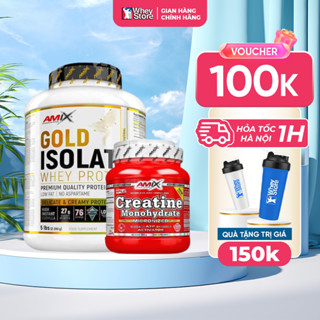 Combo Sữa Tăng Cơ Amix Gold Whey Protein Isolate 5lbs + Amix Creatine Monohydrate Micronized Powder 500g Chính Hãng