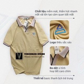 Áo thun nam tay ngắn, áo thun có cổ polo v chất đẹp vnxk phối tay cao cấp mới, áo polo Vincenzo Store