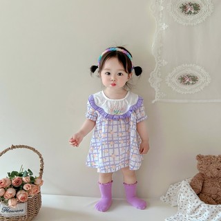 Váy tím thêu hoa cam K032