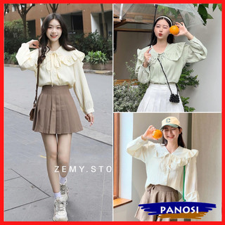 Áo sơ mi kiểu nữ áo kiểu nữ tiểu thư cổ bèo thắt nơ chất vải đũi mềm cao cấp A193 PANOSI