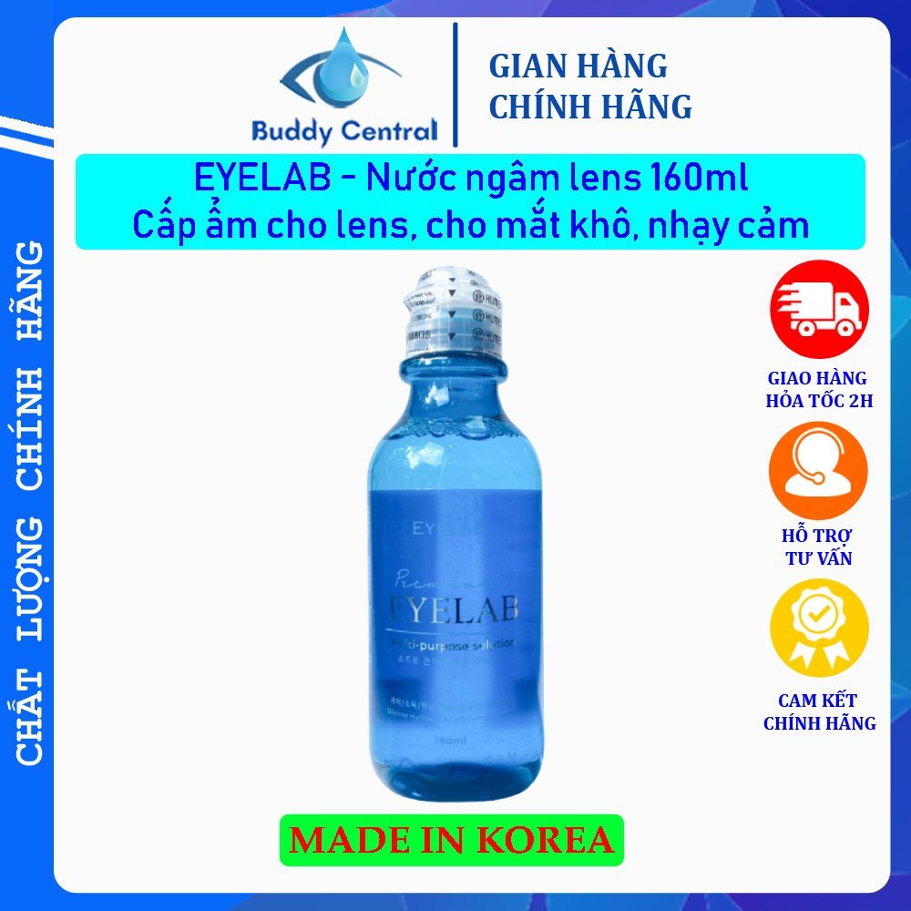 Nước ngâm lens Eyelab 160ml, nước nhỏ mắt cấp ẩm lens Eyelab 15ml