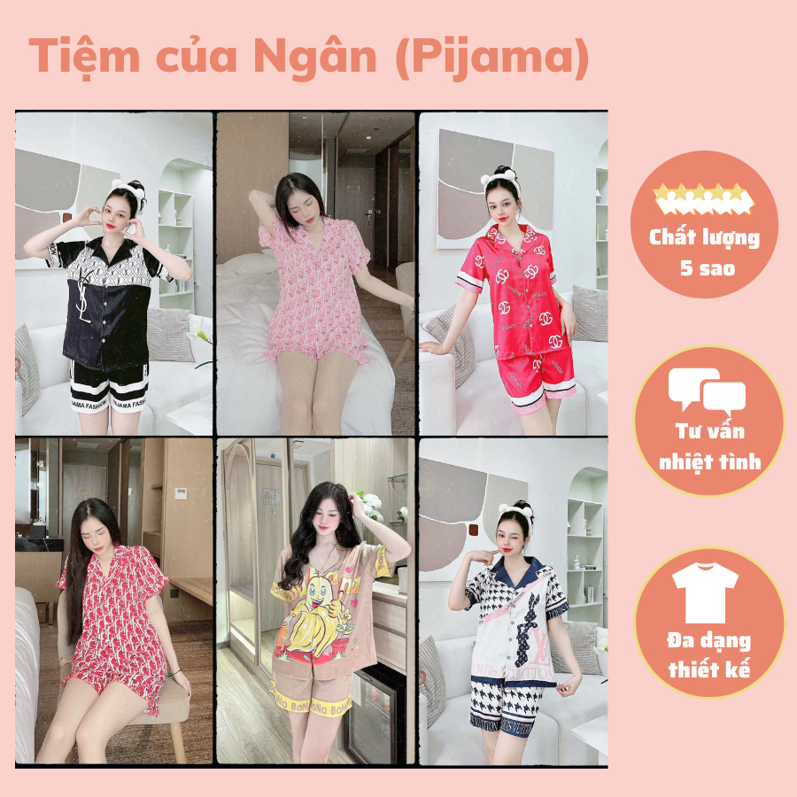 Đồ bộ Pijama quần đùi vải lụa Mango, lụa xước, Latin cao cấp [40-58KG]