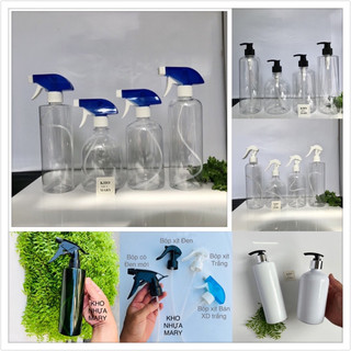 Bình nhựa trong 500ml xịt nước tưới cây / Xịt Cồn - Chai pet nhựa xịt Tóc bamber phun sương / vòi nhấn nhỏ giọt đựng