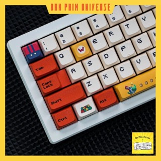 Keycap Mario - keycap pbt profile cherry in dyesub 124 nút bàn phím cơ - keycap retro đỏ - bàn phím universe