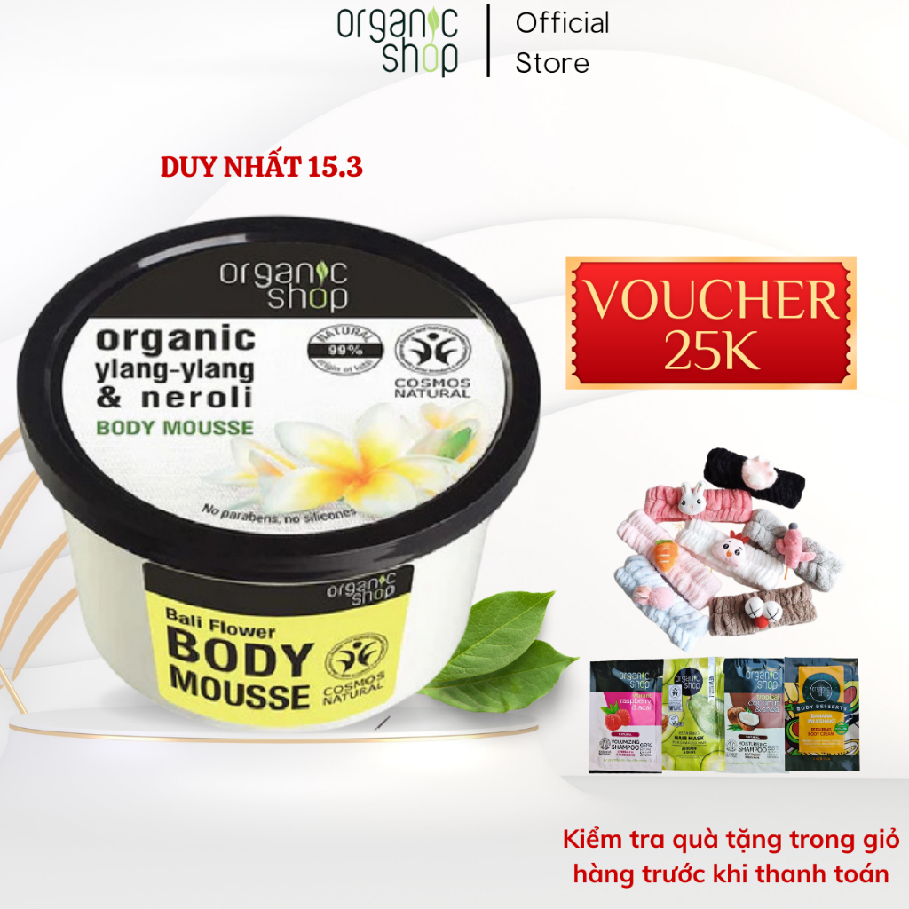 Kem Dưỡng Body ORGANIC SHOP Giúp Dưỡng Ẩm Chuyên Sâu, Làm Sáng Mịn Da Dung Tích 250ml